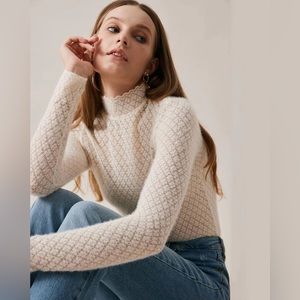 NWT - Rihoas - See-Through Knitwear Top - Cream Apricot - L